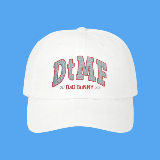 DTMF Merch - Embroidered White Cap