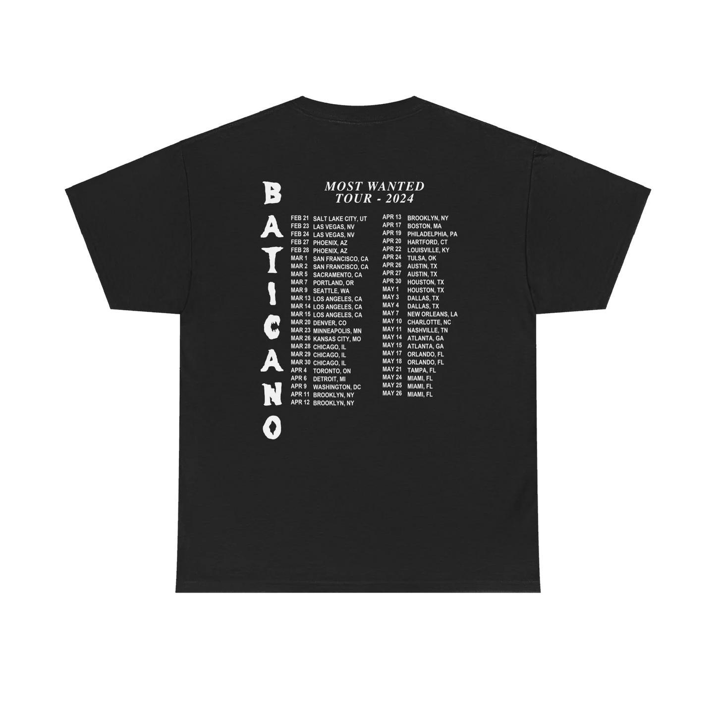 Most Wanted Tour - Gracias Por Nada Tour Dates Black Cotton Tee