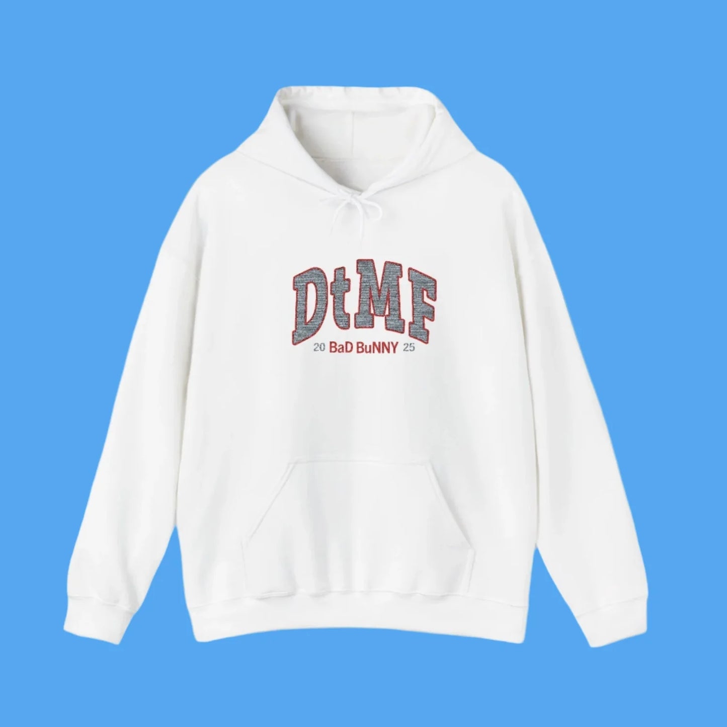 DTMF Merch - Red White Embroidery Hoodie
